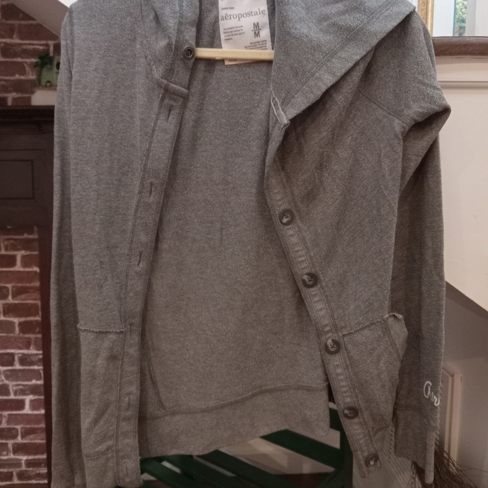 Gray Aeropostale Button-Up Hoodie